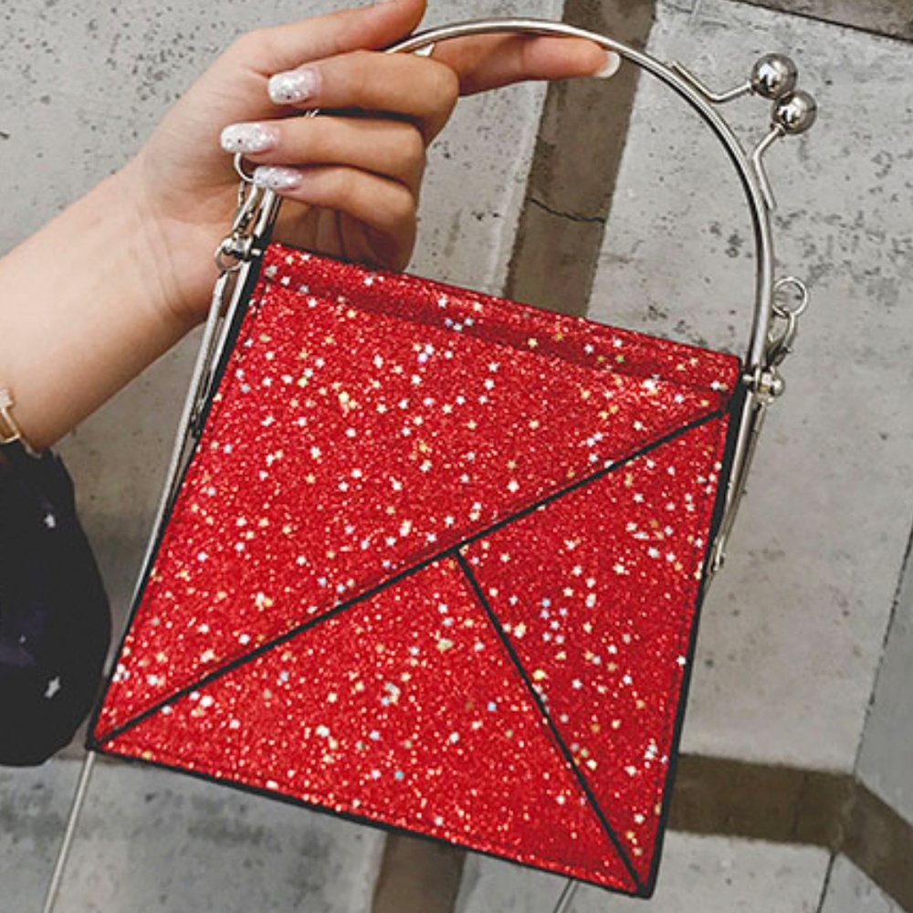❤️HP❤️New! Red Glitter Top Handle Crossbody Bag - Picture 4 of 8
